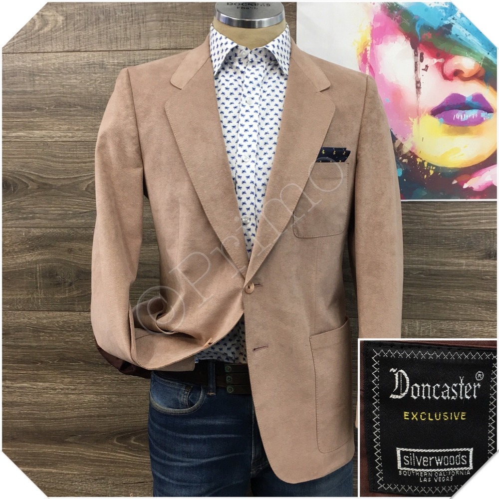 VINTAGE Mens Faux Suede Blazer Sport Coat‎ Casual Jacket Size 40R Classic Suit